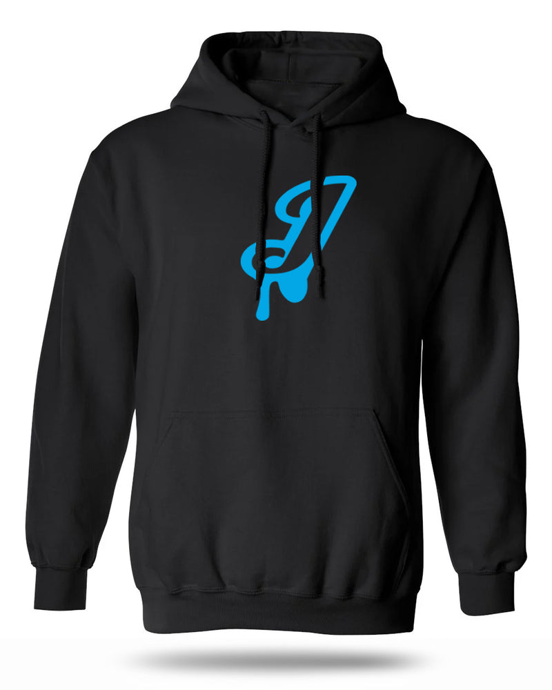 Juiced Baseball Hoodie — Black with Blue J Logo