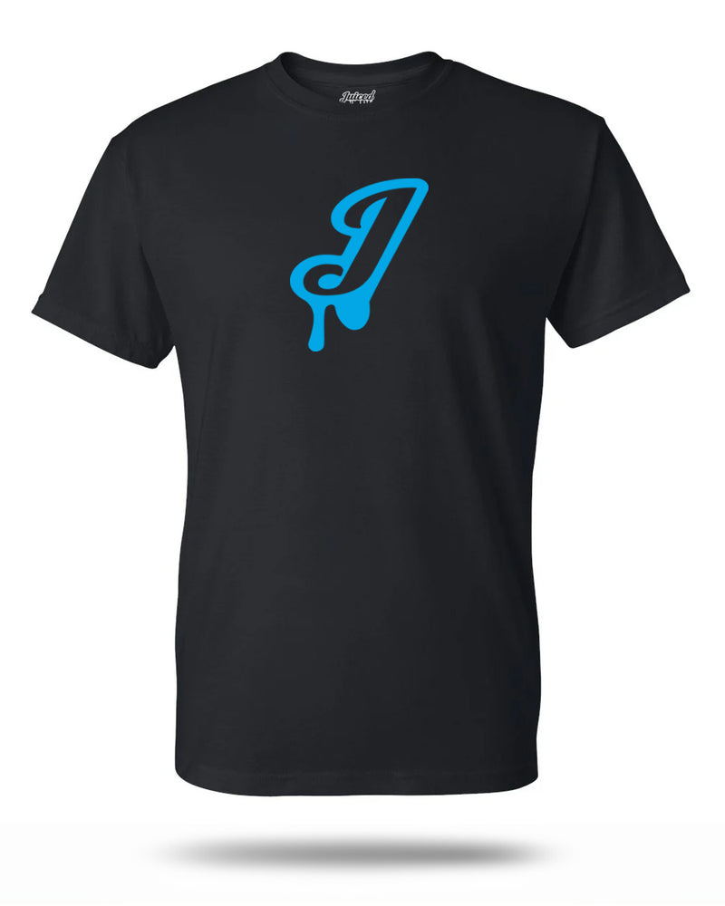 Juiced Baseball T-Shirt — Black with Blue J Logo