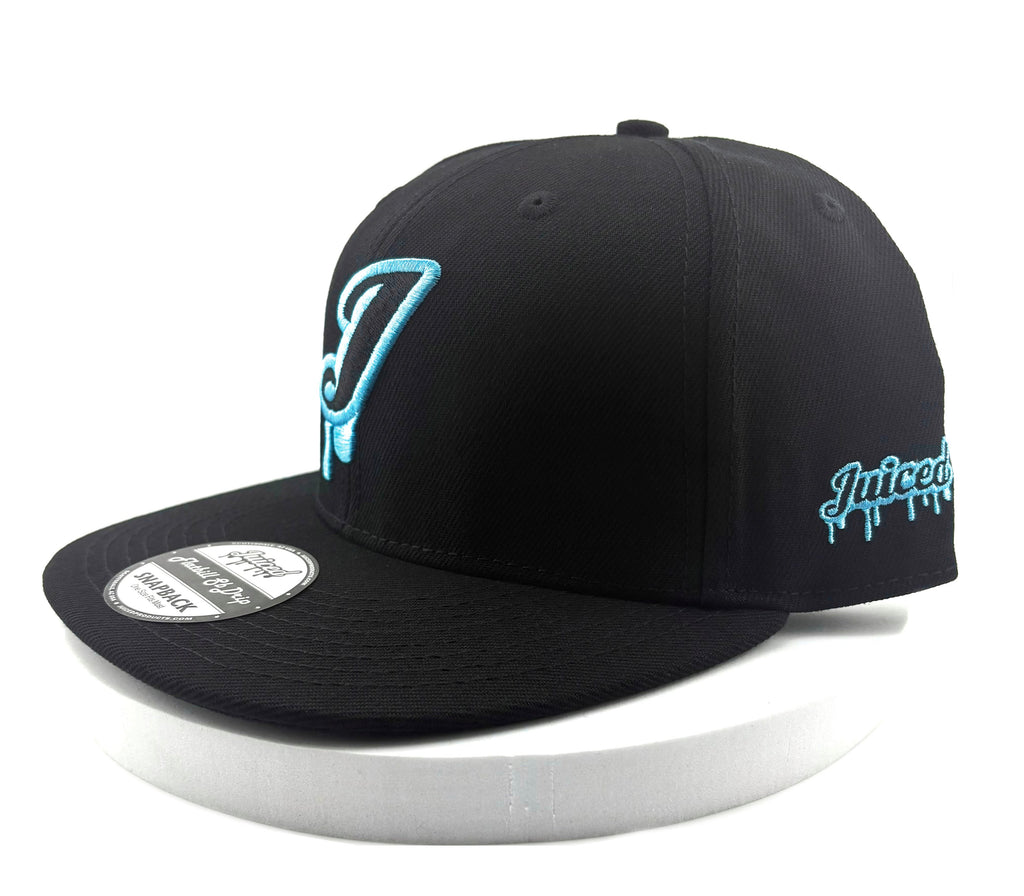 Juiced Snapback Hat J Logo Blue Raspberry Left Side