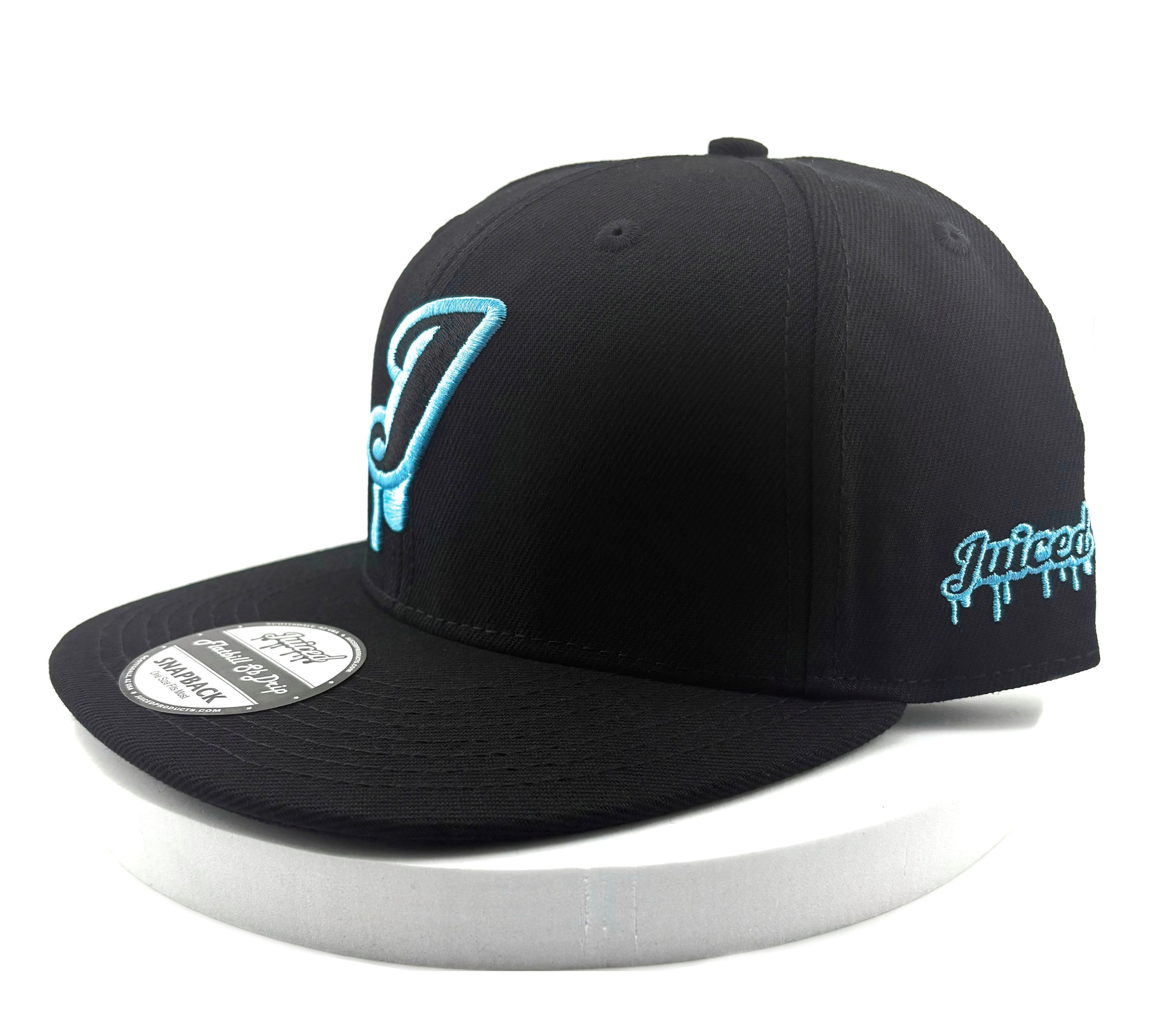 Juiced Snapback Hat J Logo Blue Raspberry Left Side