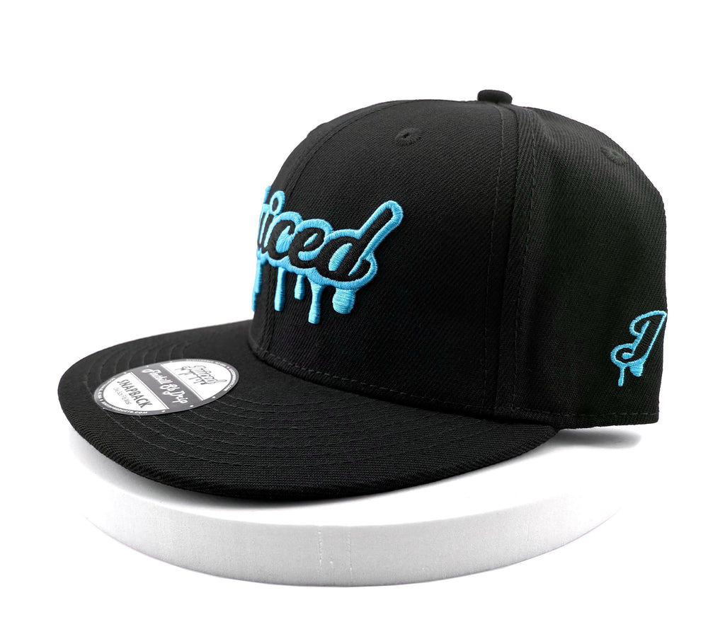 Juiced Snapback Hat Juiced Logo Blue Raspberry Left Side