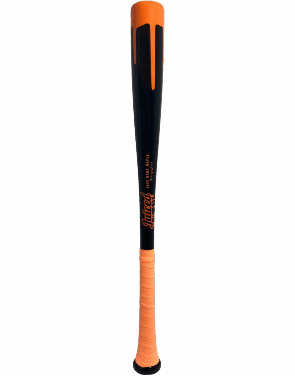 Orange Drip Maple Wood Baseball Bat